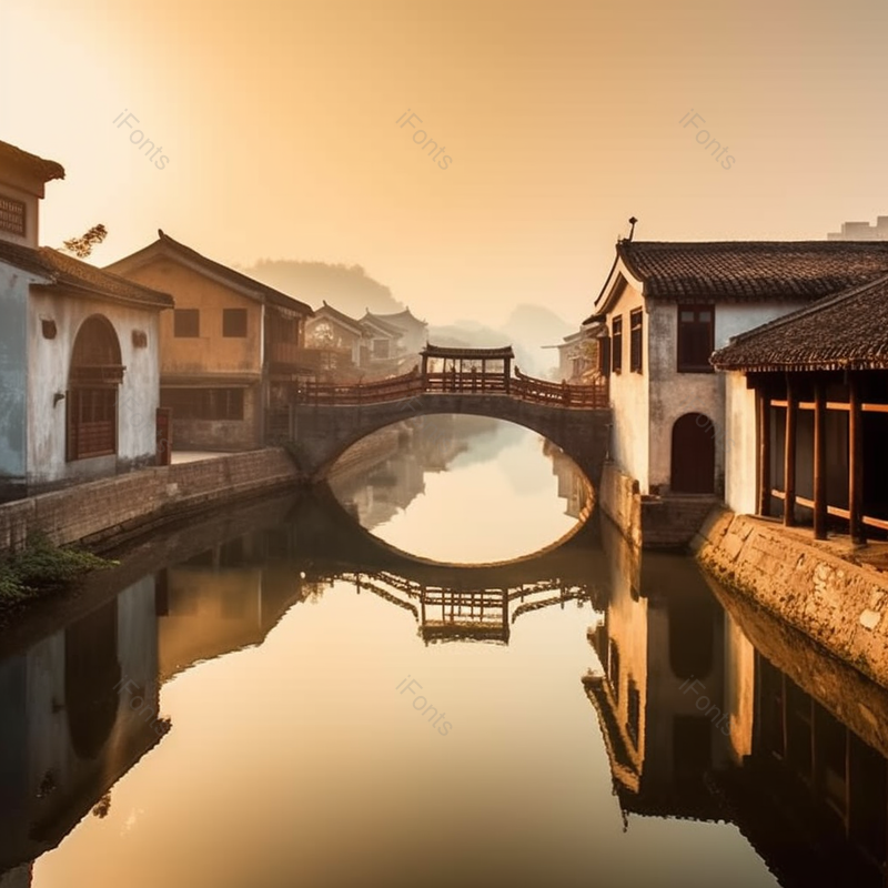 乡镇古老的房屋拱桥建筑背景,高清,摄影图,摄影图片,图片大全,摄影图免费下载